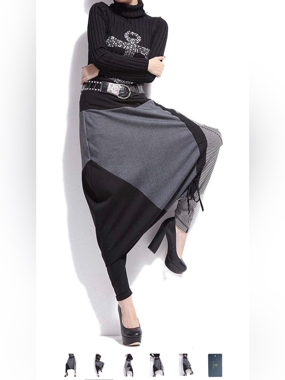 Ella Two-Tone Black & Gray Colorblock Harem Jumpsuit